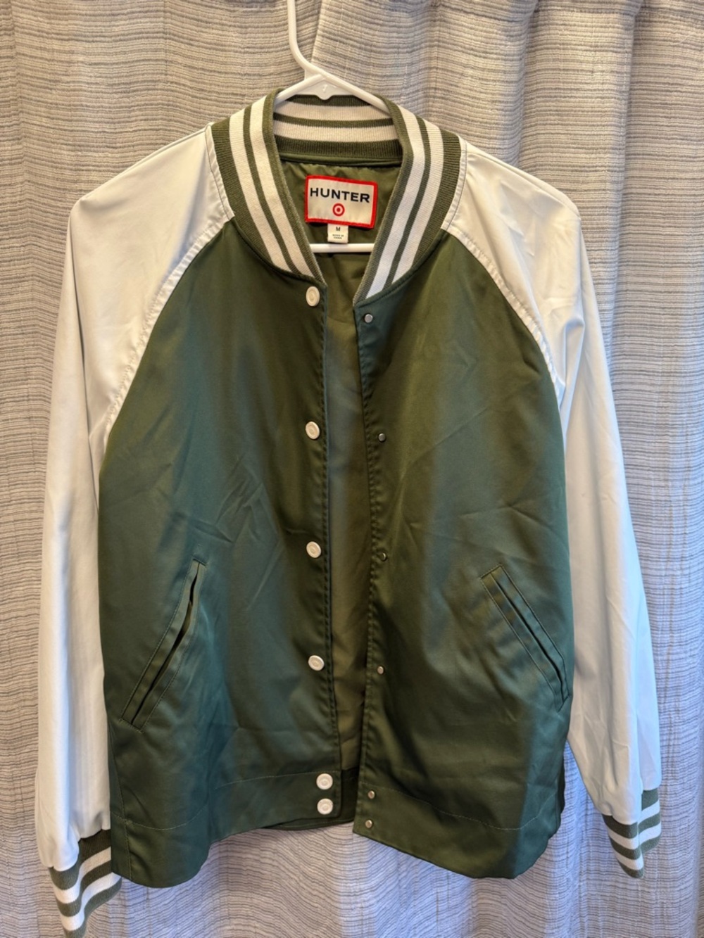 Hunter Woman’s Green and White Varsity Style Jacket